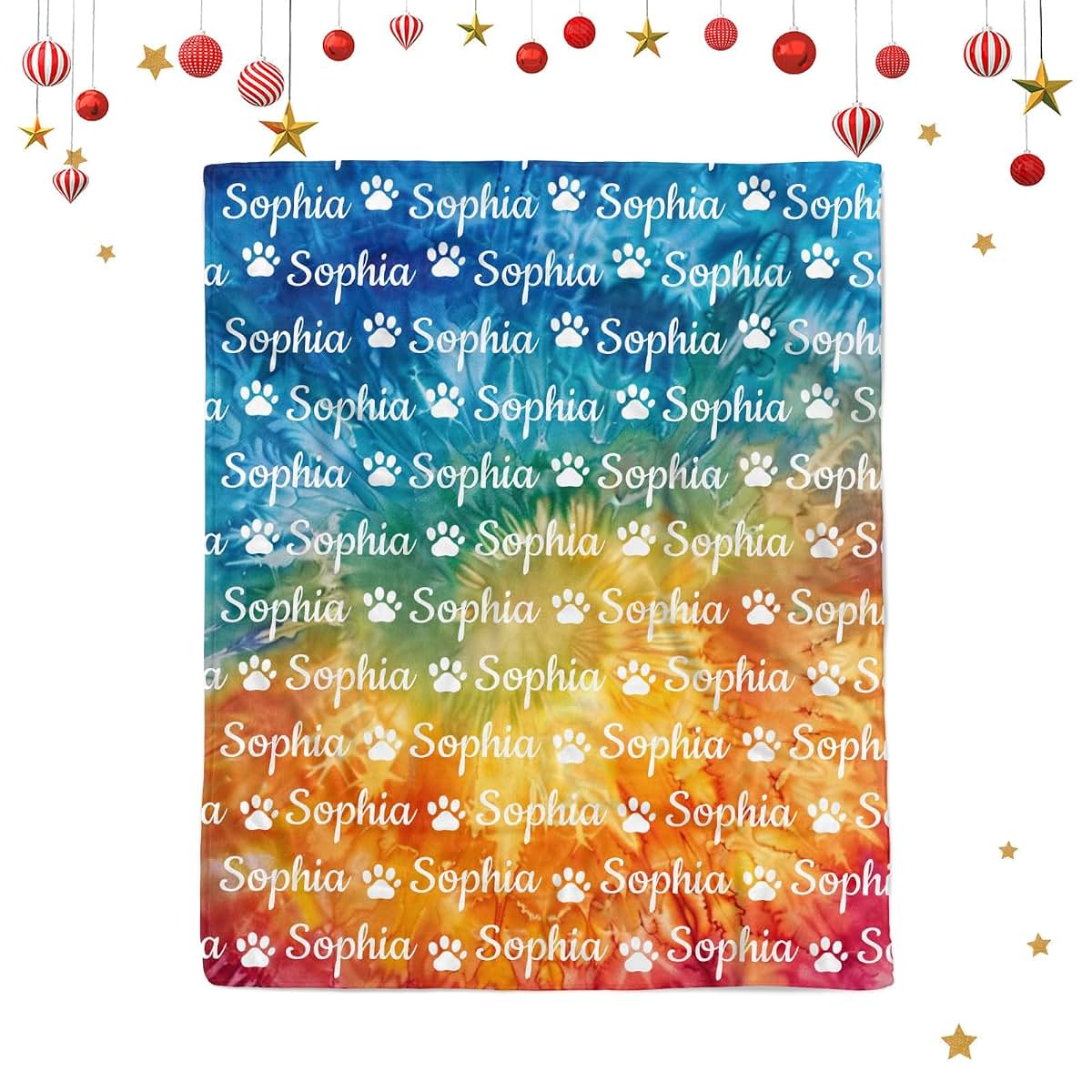 TailorYYCustomZ Personalized Paw Throw Blanket Customized Dog Name Swaddling Blankets for Birthday Christmas Dog Cat