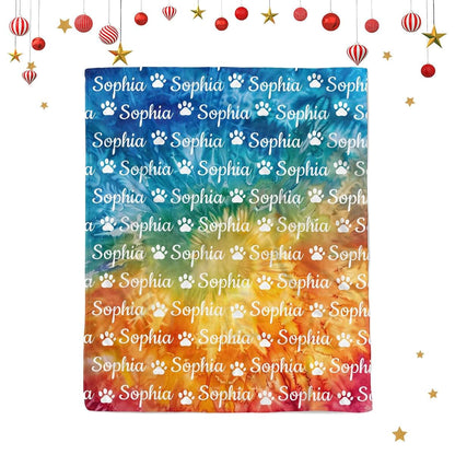TailorYYCustomZ Personalized Paw Throw Blanket Customized Dog Name Swaddling Blankets for Birthday Christmas Dog Cat