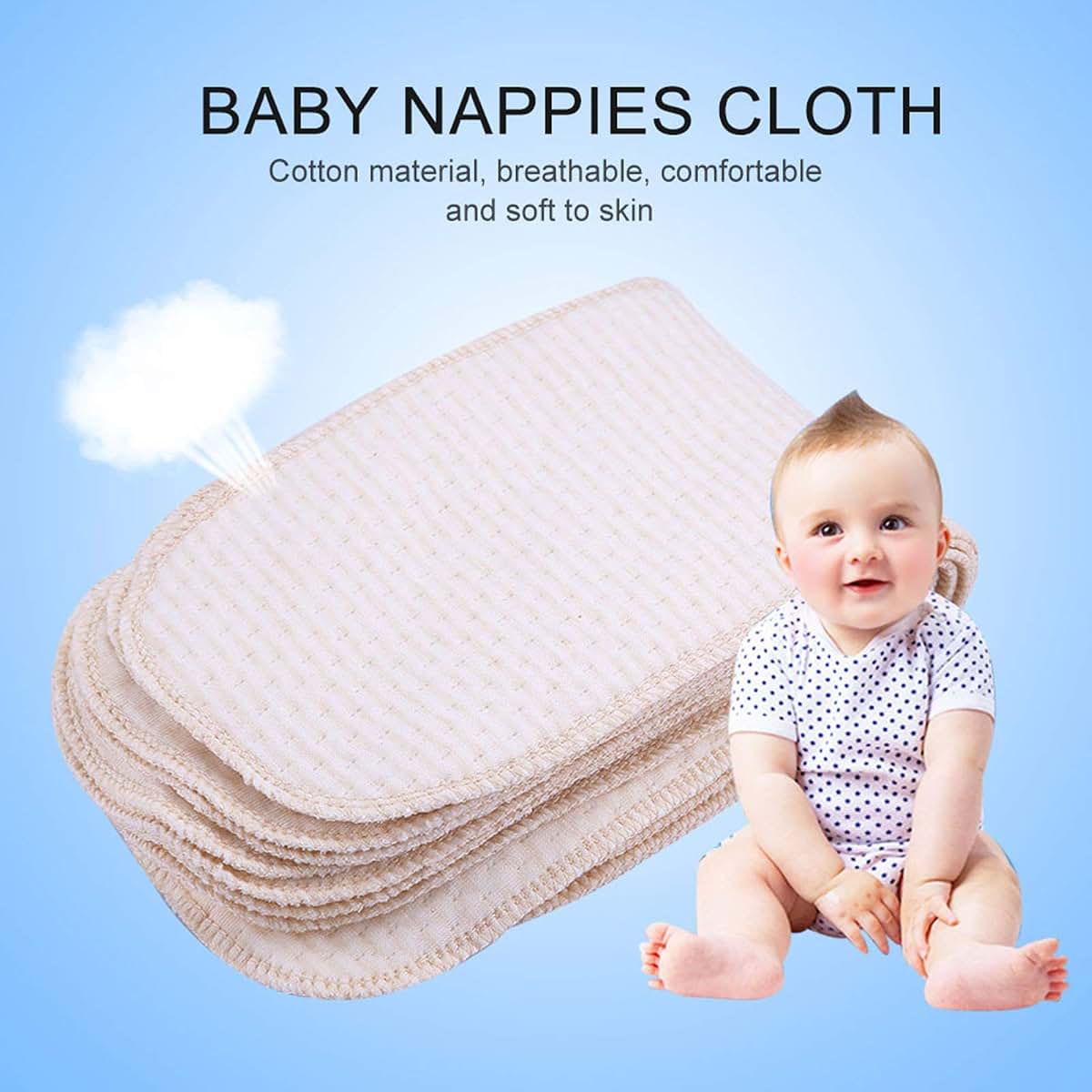 BabyOneStop Cloth Diapers, Cotton Washable Nappy Liners For Newborns