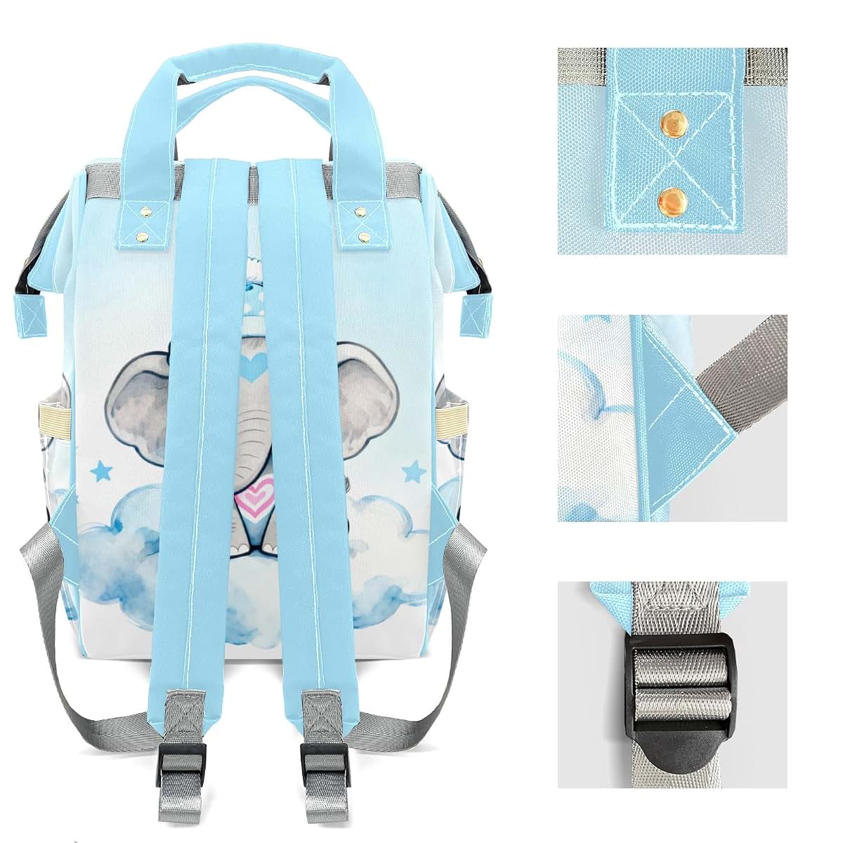 Joyestore Personalized Elephant Diaper Backpack With Custom Name (photo 4)