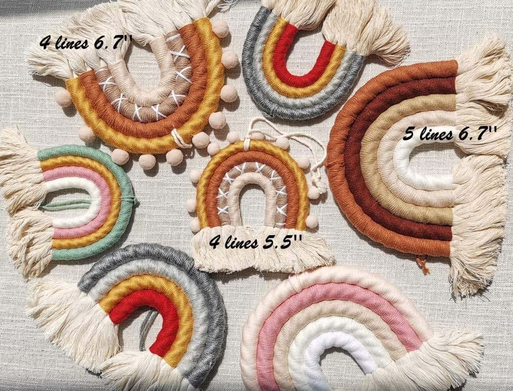 ZWA Handmade Macrame Rainbow Wall Decor for Nursery Kids Room Home Decor