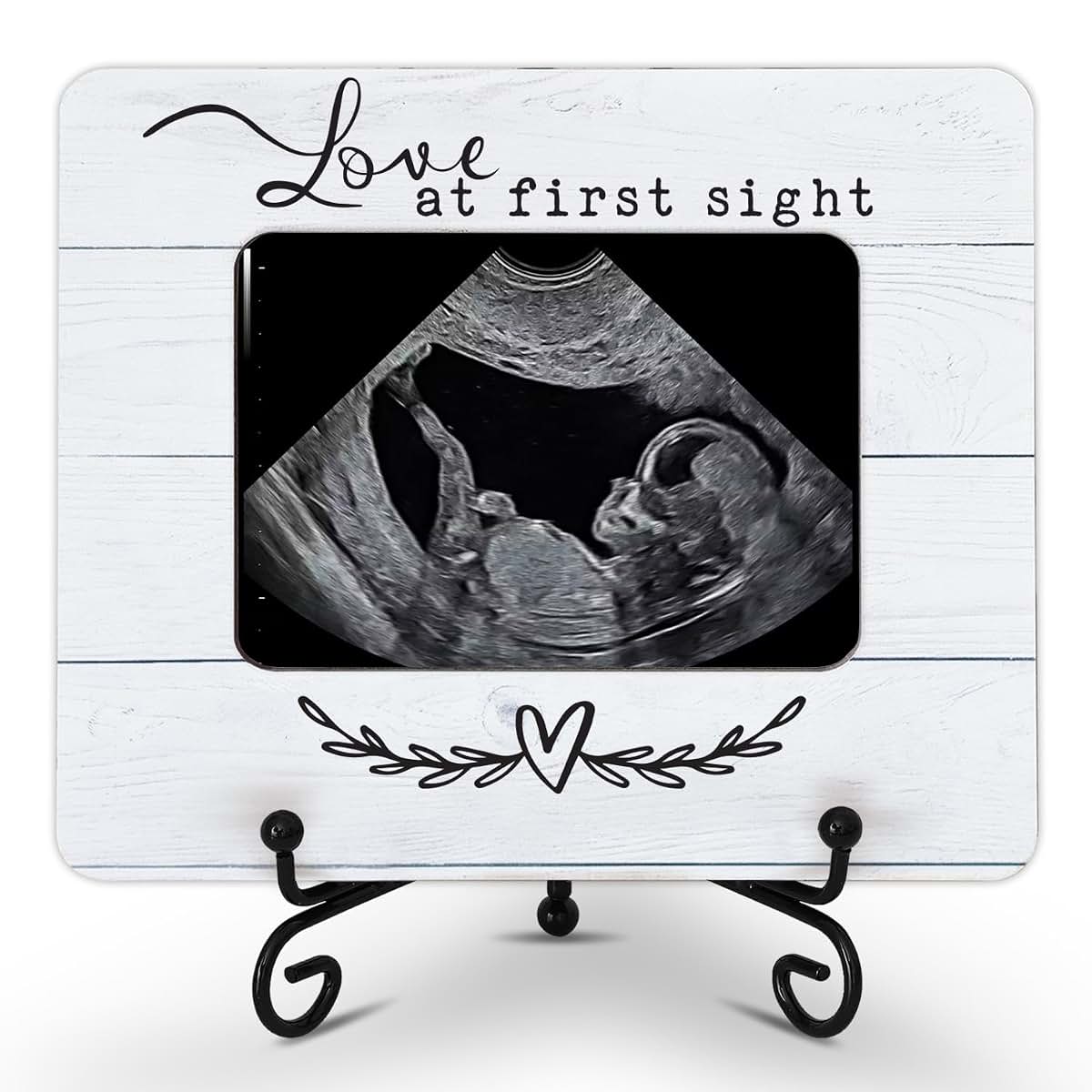 Hangwoous Sonogram Ultrasound Photo Frame, Pregnancy Reveal Gift | Wooden keepsake frame, baby announcement gift for