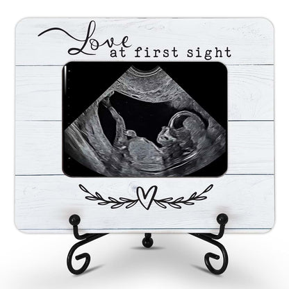 Hangwoous Sonogram Ultrasound Photo Frame, Pregnancy Reveal Gift | Wooden keepsake frame, baby announcement gift for