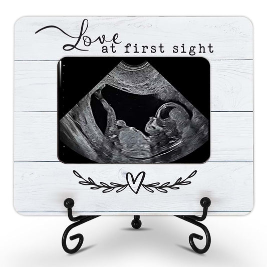 Hangwoous Sonogram Ultrasound Photo Frame, Pregnancy Reveal Gift | Wooden keepsake frame, baby announcement gift for
