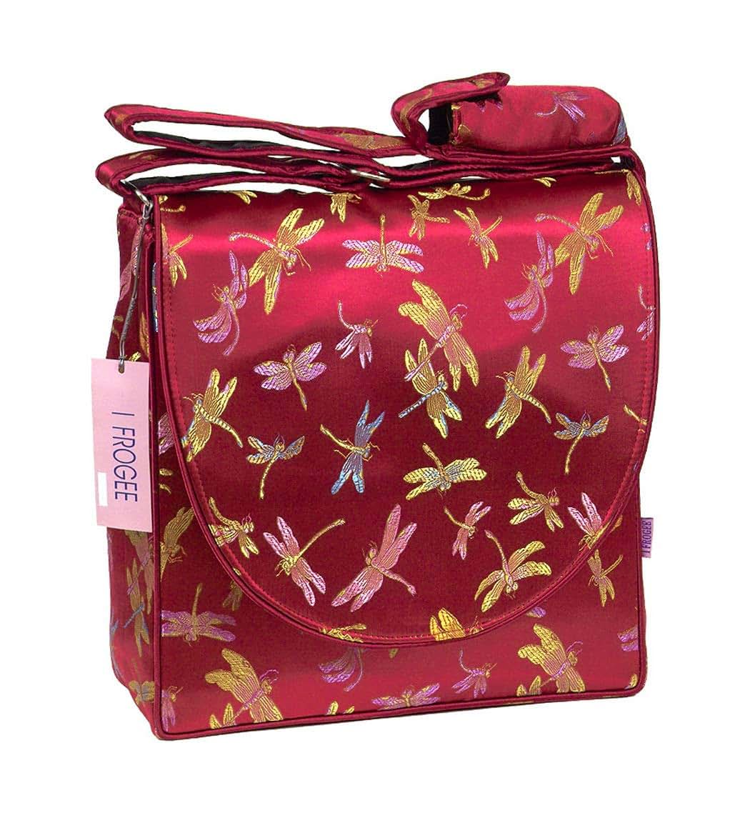 I Frogee Dark Red Dragonfly Brocade Diaper Bag And Messenger Shoulder Bag (photo 2)