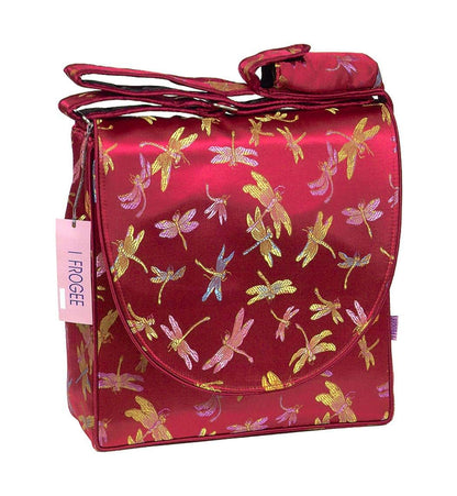 I Frogee Dark Red Dragonfly Brocade Diaper Bag And Messenger Shoulder Bag (photo 2)