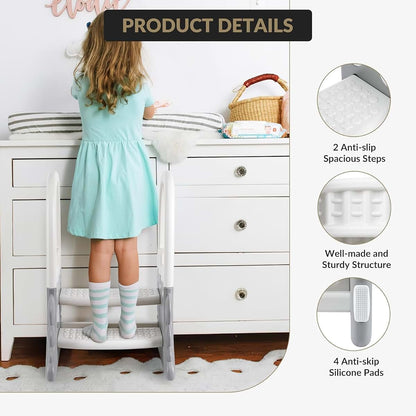 Sunvasagoo Step Stool for Toddlers, with Handles and 2 Step Stools, Anti-Slip Stool for Kitchen Counter, Ideal Plastic (photo 3)