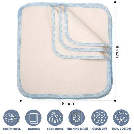 Mimorou 45 Pcs Reusable Flannel Cloth Baby Wipes in Multicolored Set