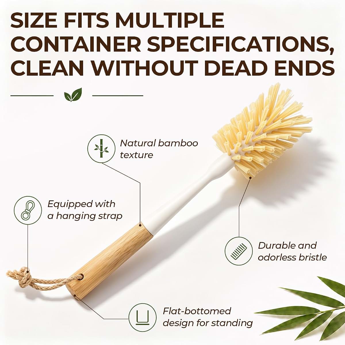 ÖkoStamm 2 Pack 11.4 Inch Bamboo Bottle Brush with Odorless Nylon Bristle (photo 4)