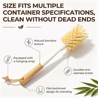 ÖkoStamm 2 Pack 11.4 Inch Bamboo Bottle Brush with Odorless Nylon Bristle (photo 4)