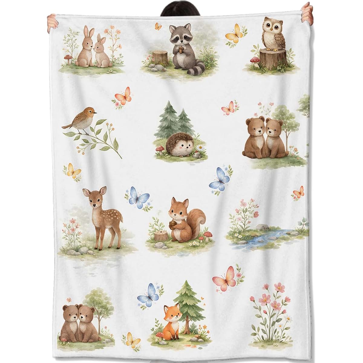 Amepay Woodland Animals Soft Flannel Blanket With Forest Patterns