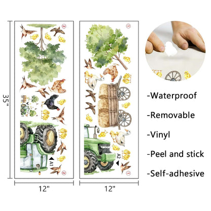 Mfault Farm Animals Wall Decals Stickers, 2 Sheets Vinyl Nursery Kids Room Decor