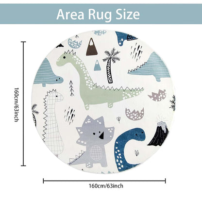 Lacomfy Kids 5Ft Round Dinosaur Rug