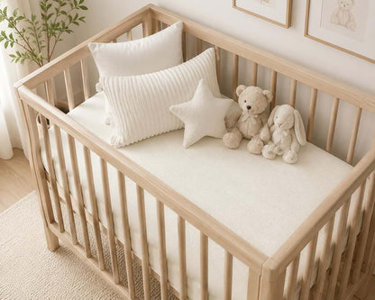 Abstract Mini Crib Cotton Sheet In Ribbed Ivory (photo 2)