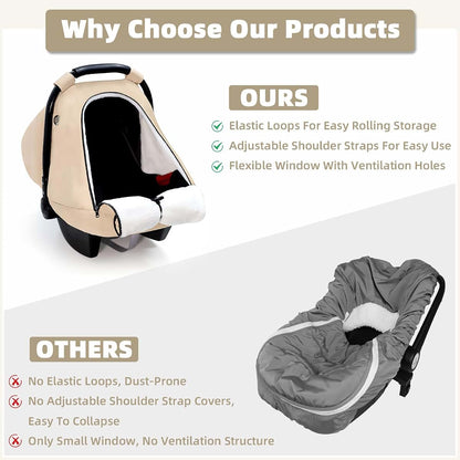 SWESEN Winter Car Seat Covers for Babies, Cozy & Warm Cover, Infant Car Seat Canopy Water Resistant, Universal Cold (photo 2)