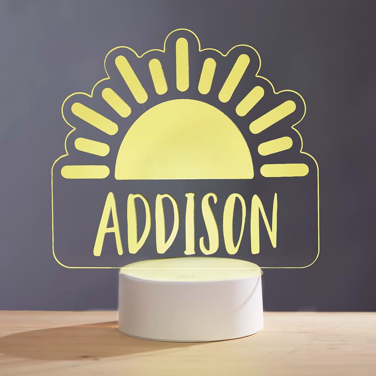 Personalization Universe Personalized LED Night Light with Sunshine Design - Unique Kids Room Decor, Custom Engraved