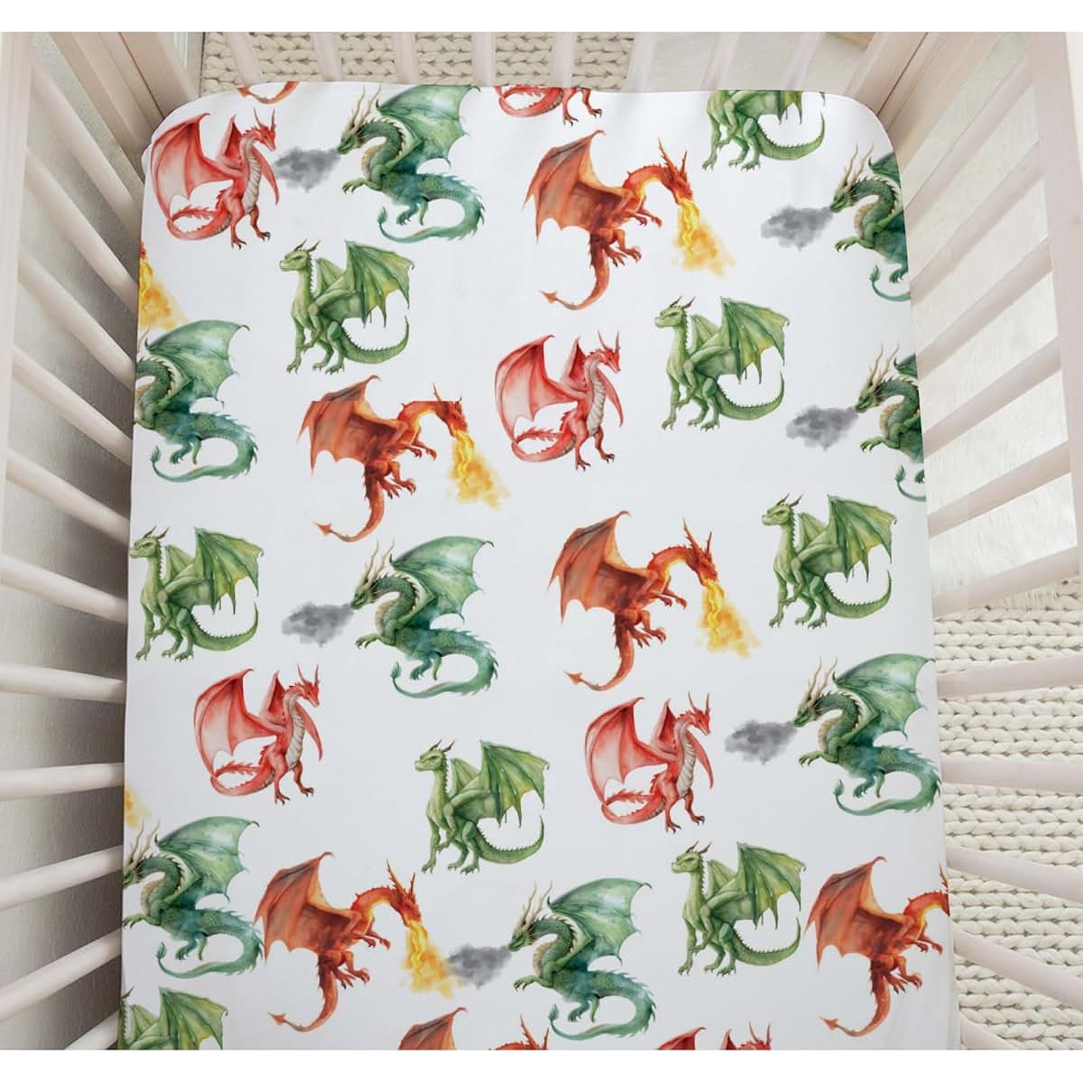 SqtmuHLuo Cute Dragon Fairytale Fitted Crib Sheet