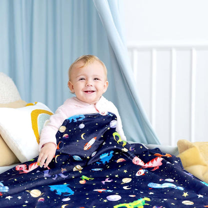 GFU Baby Blanket, Soft Minky Double Layer Receiving Blanket with Dotted Backing, 30 x 40 Inch, Navy Blue