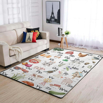 Cute Farm Life ABC Learning Indoor Area Rug for Nursery Decor