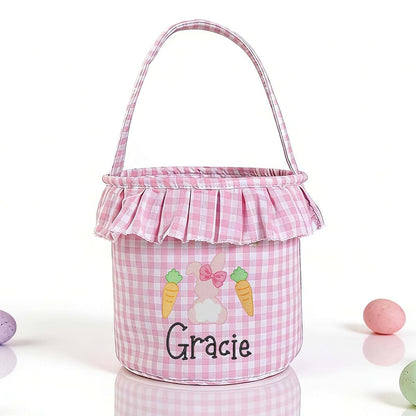Personalized Embroidered Easter Basket with Rabbit Ears