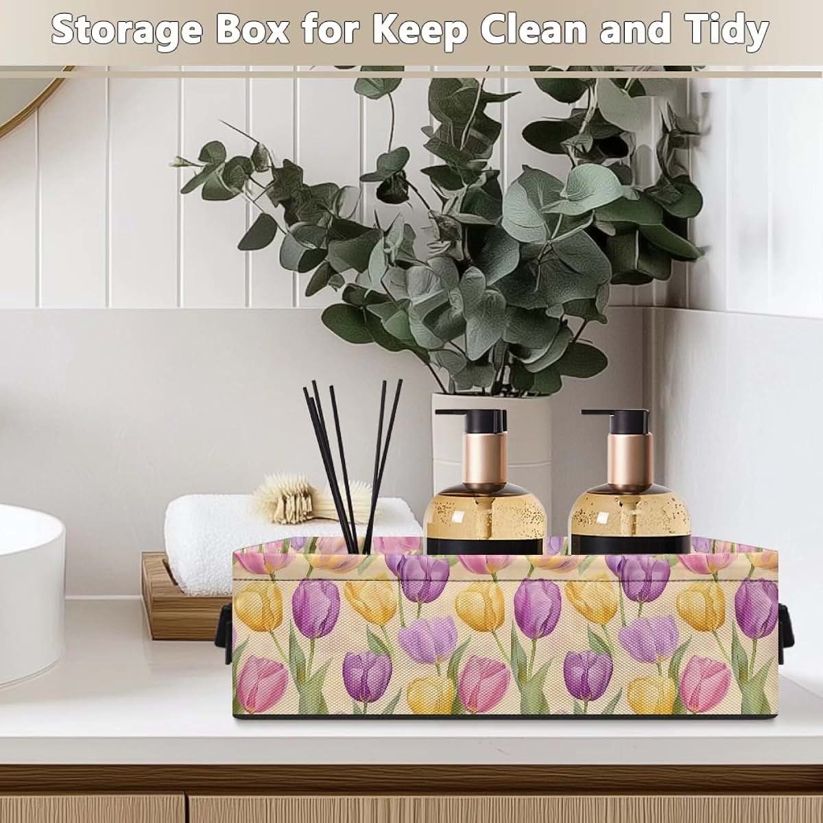 Yuvamagimo Tulips Bathroom Basket For Storage With Handles (photo 2)