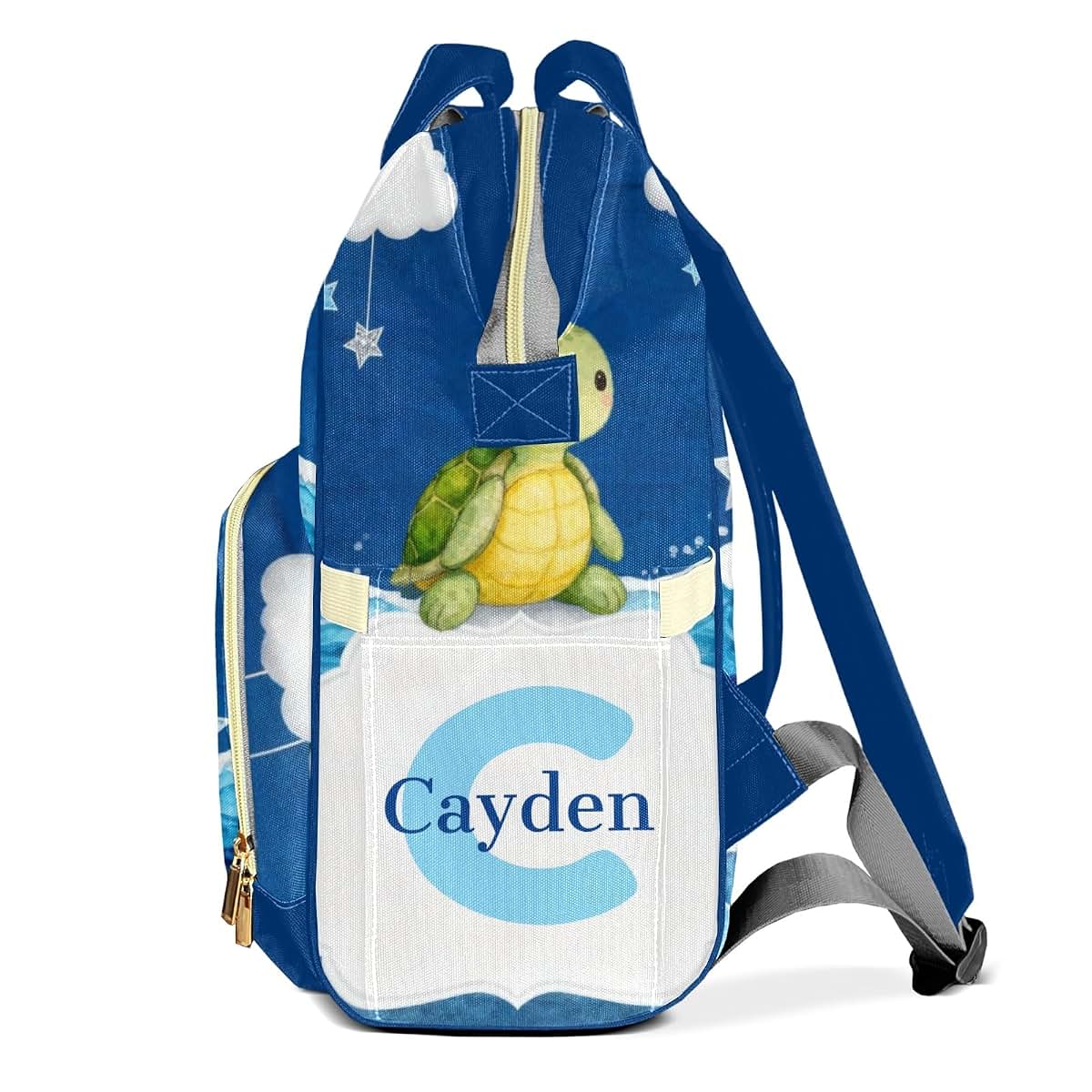 YallLocoMo Personalized Diaper Bag Backpack Name Watercolor Turtle Star Functional Waterproof Bag: Gift for Moms, Dads