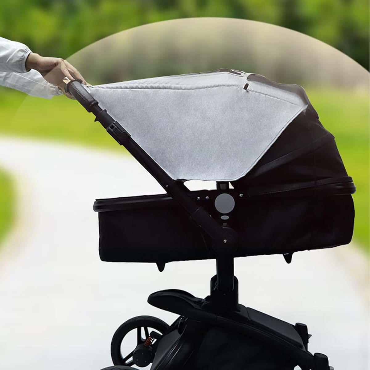 Yeory Pram Sun Shade with Viewing Window, Waterproof Stroller Canopy, Grey