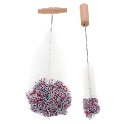 ABOOFAN 2-Piece Bottle Cleaning Brush Set with Wooden Handle