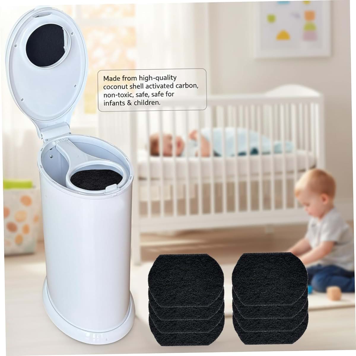 Monetais 8Pcs Diaper Pail Deodorizer Activated Charcoal Filters (photo 4)