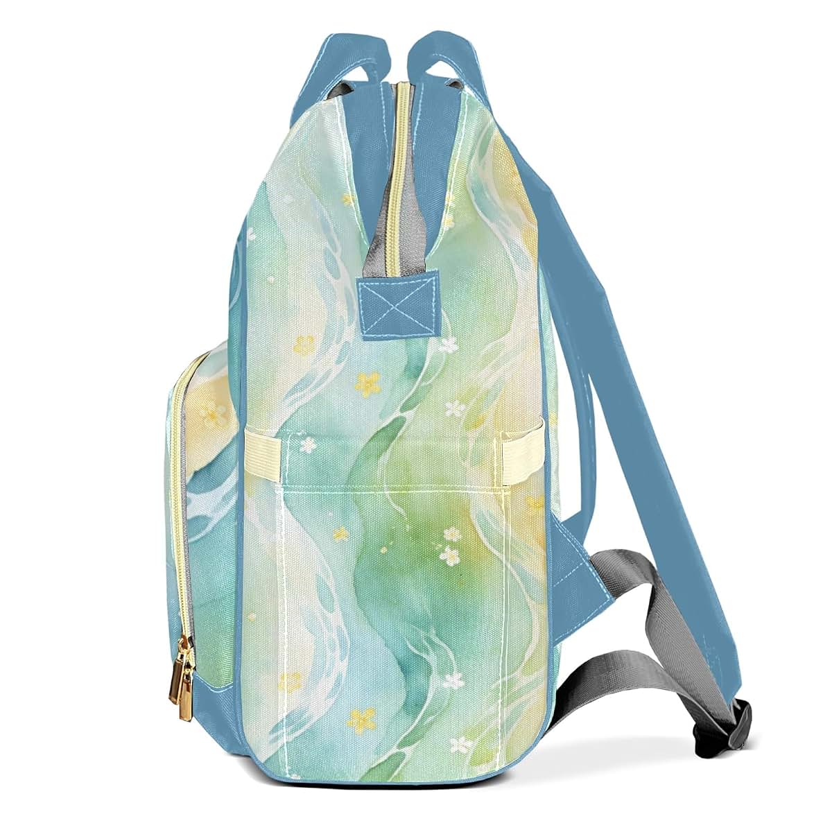 Joyestore Personalized Water Little Flower Custom Mom Bag with Name,Dad and Mom Diaper Backpack for Baby Boys (photo 3)