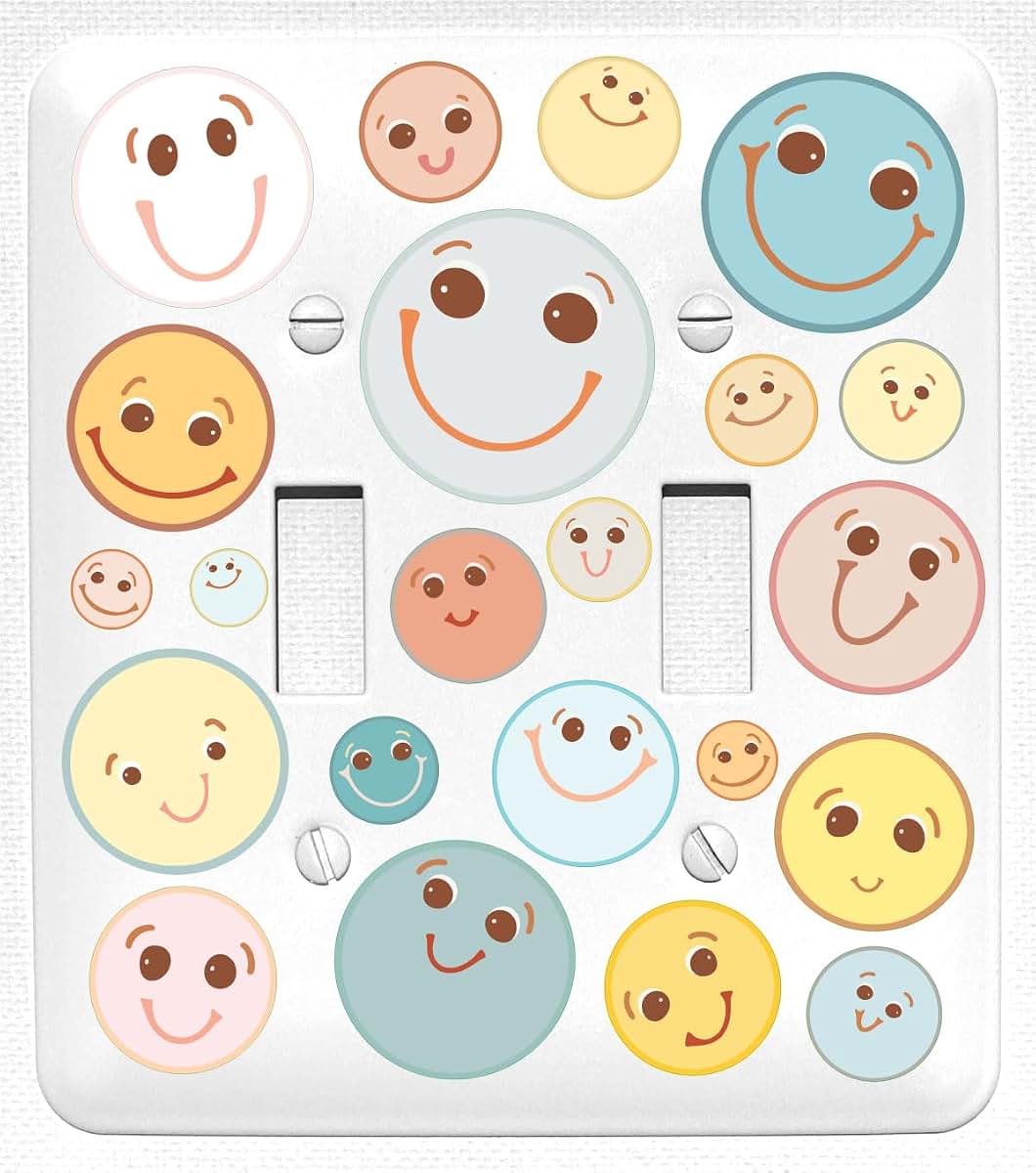 Presto Wall Decals Boho Smiley Happy Faces Light Swith Plate and Outlet Covers, Gender Neutral Baby Nursery Wall Decor