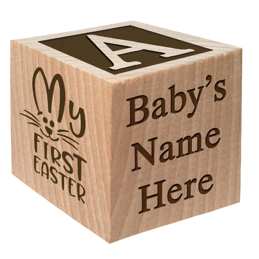 Glitzby Personalized Wooden Baby Block Easter Keepsake