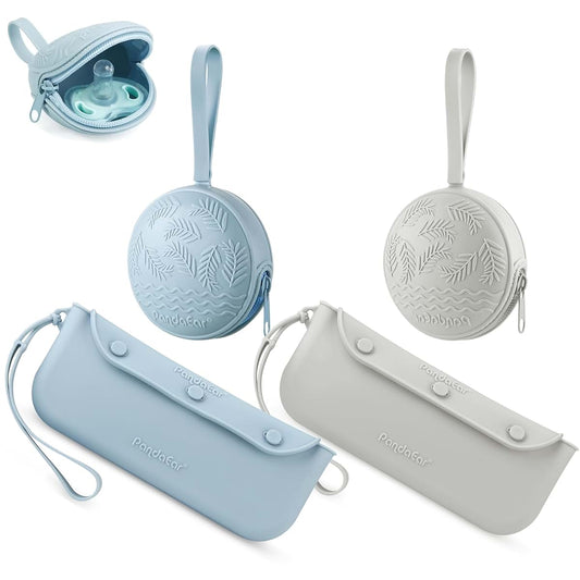 PandaEar Silicone Pacifier Holder Case Set
