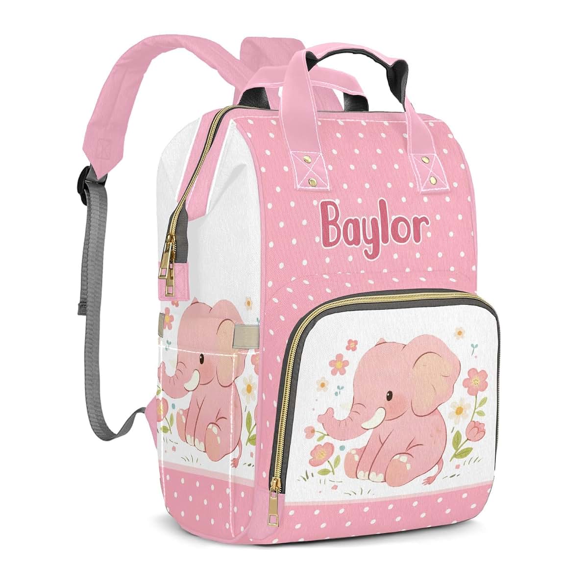 YallLocoMo Custom Diaper Bag Backpack for Girls Boys Kids Elephant Dot Gift the Best: Spacious Waterproof Nappy Bag for