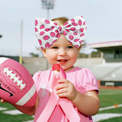 BabyOneStop Yanjie 7-Inch Pink Football Bow Headband For Infants