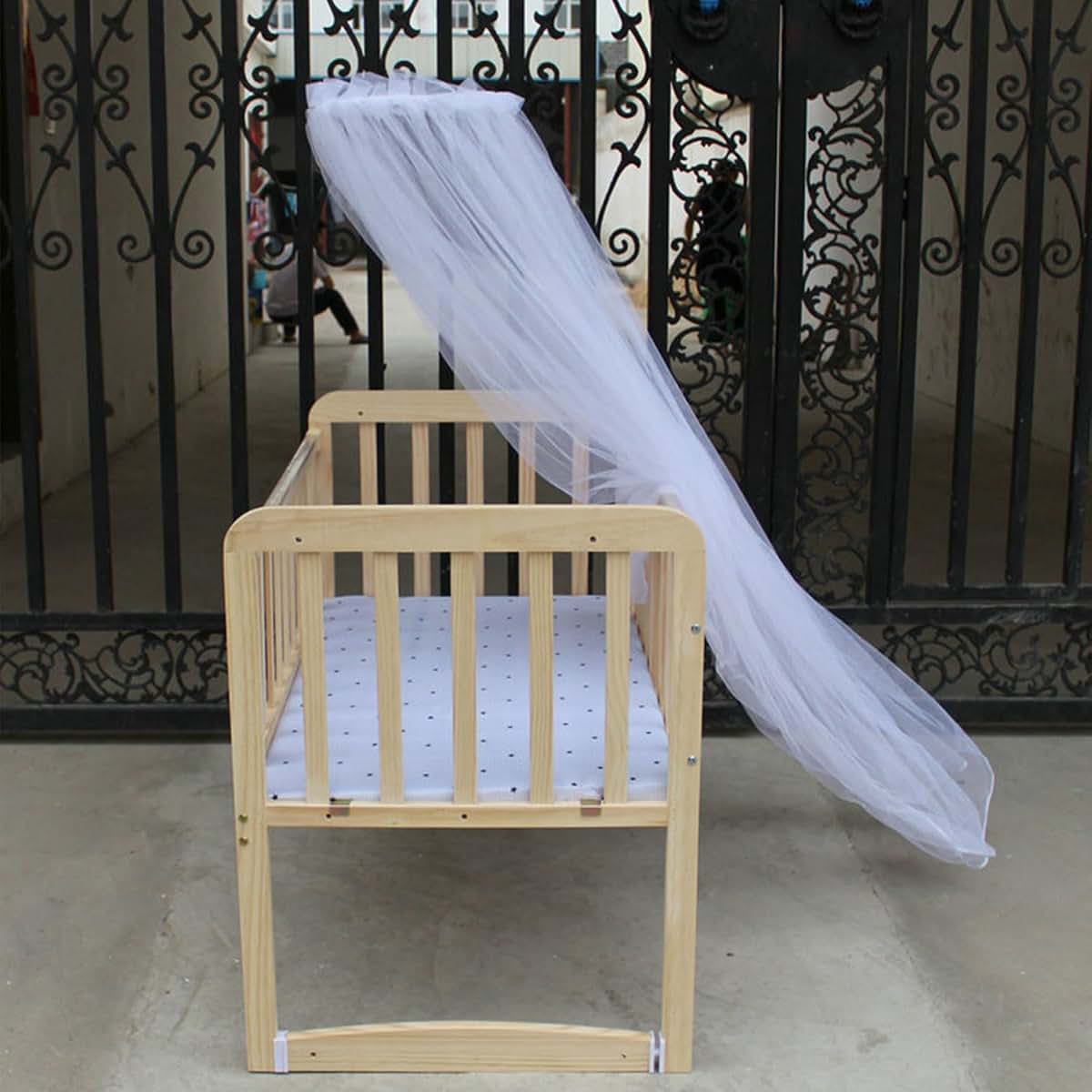 XINNIKESI Cribs Net Canopy Curtains for Bed, Infant Toddler Bed Dome Cot Netting Cute Crib Bedding Set with Stand (photo 2)