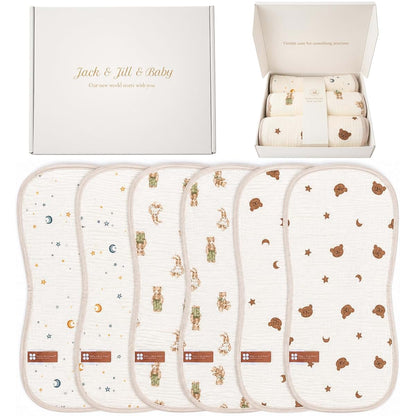 Jack & Jill & Baby Muslin Burp Cloths 6-Pack