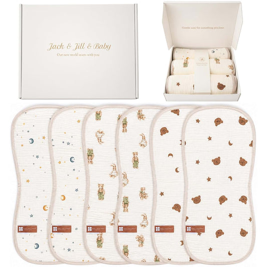 Jack & Jill & Baby Muslin Burp Cloths 6-Pack