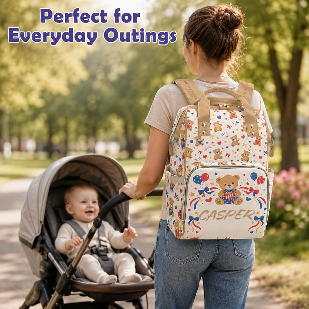 Dzlhayf Personalized Diaper Bag Backpack, Custom Name Baby Travel Bag (photo 2)