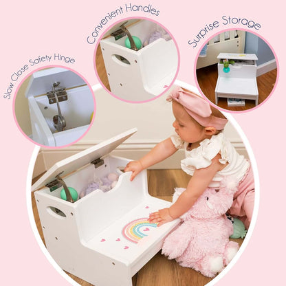 My Bambino Personalized Kids Step Stool | Rubber Ducky White Childrens Step Stool with Storage | Custom Name Toddler (photo 2)