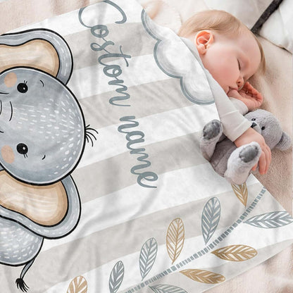 Kryvoxc Personalized Baby Blankets with Name, Whale Double Layer Receiving Swaddle Blanket with Dotted Backing, Soft (photo 3)