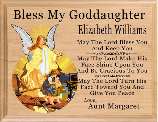 Broad Bay Baptism Gift Plaque from Godparents - Personalized - For Boys or Girls - Made in the USA (For Godson or