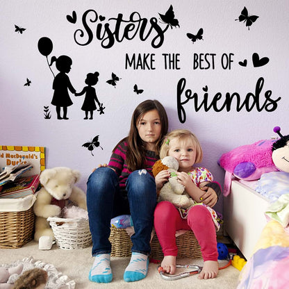 Superdant Sisters Make The Best Of Friends Wall Decals With Butterfly Decor