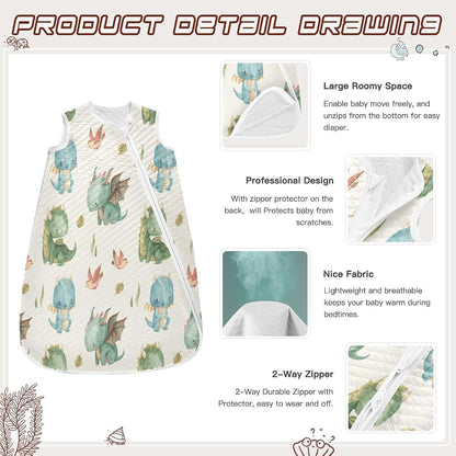 Kigai Baby Sleep Sack Cute Dragon Wearable Blanket with 2-Way Zipper Unisex