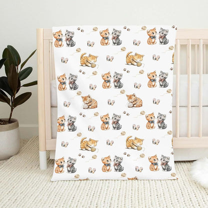 Wicbfdfv Cute Kitten Bows Baby Blankets for Boy Girl Cartoon Cats Paws Swaddle Blankets Cat Lover Gift Flannel (photo 2)