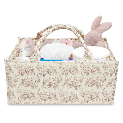 BBENIN Floral Diaper Caddy Organizer with Removable Dividers