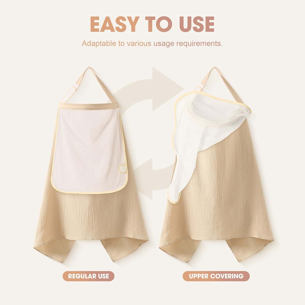 WVM 100% Cotton Muslin Nursing Cover With Arch Neckline