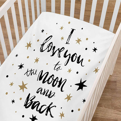 BabyOneStop I Love You Fitted Crib Sheet, Microfiber, 28" X 52" X 8"
