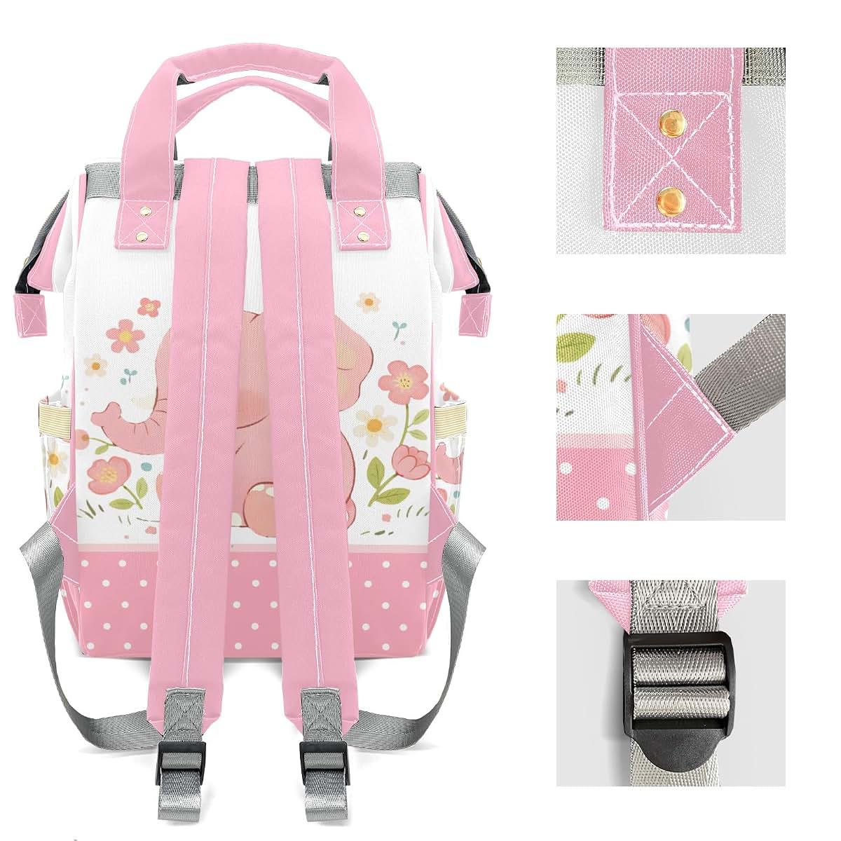 YallLocoMo Custom Diaper Bag Backpack for Girls Boys Kids Elephant Dot Gift the Best: Spacious Waterproof Nappy Bag for