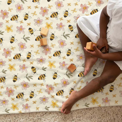 KuphiL Watercolor Bee Nursery Baby Throw Blanket, Floral Swaddle Receiving Blanket